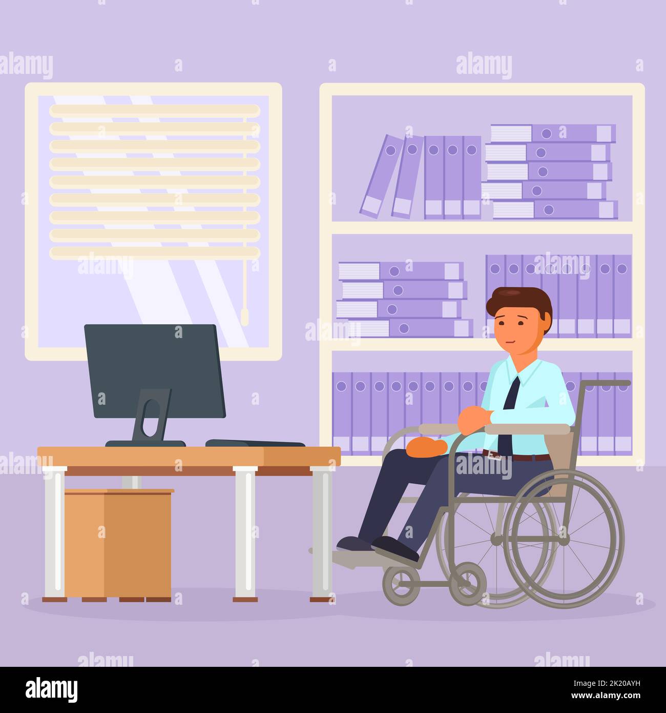 Vector disabled man office worker in wheelchair Stock Vector Image