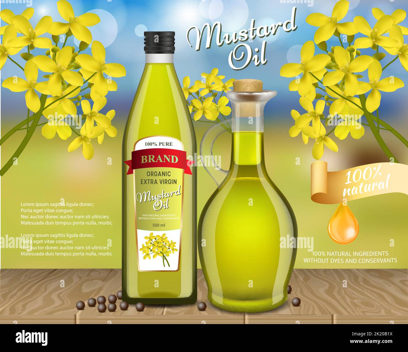 Mustard oil ads vector realistic illustration Stock Vector Image & Art