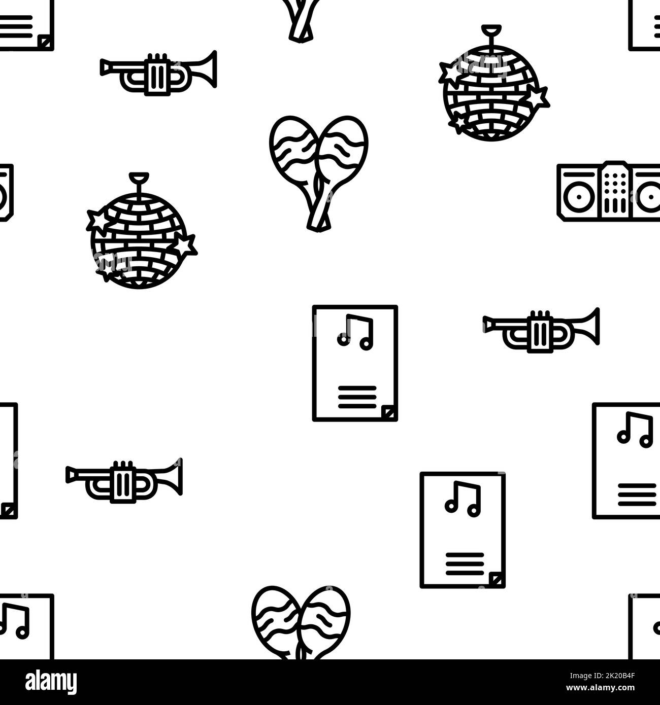 Music Genres Audio Performance vector seamless pattern Stock Vector