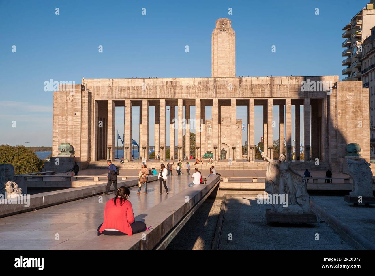Tourists and passers-by at the National Flag Memorial in Rosario, Argentina Stock Photo