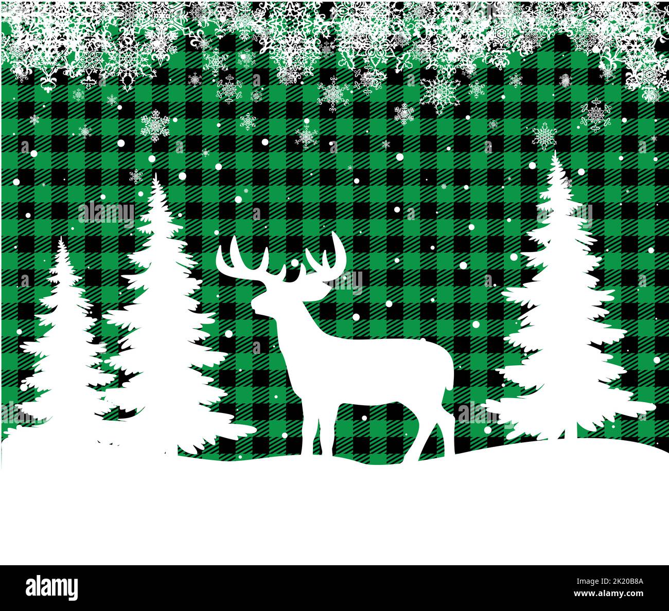 Christmas and New Year pattern at Buffalo Plaid. Festive background for design and print Stock Vector