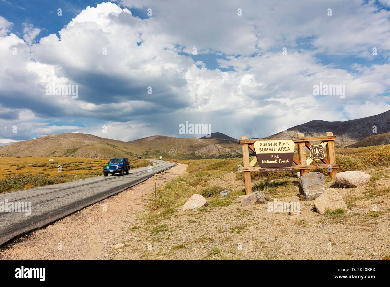 Guanella Pass Summit Area sign, Pike National Forest, Colorado Stock Photo