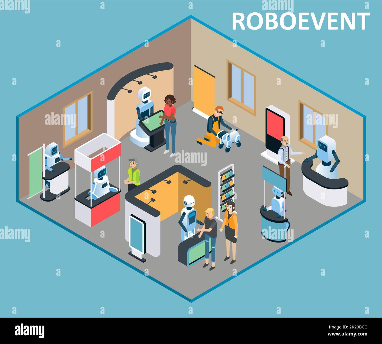 Robots event vector isometric illustration Stock Vector Image & Art - Alamy