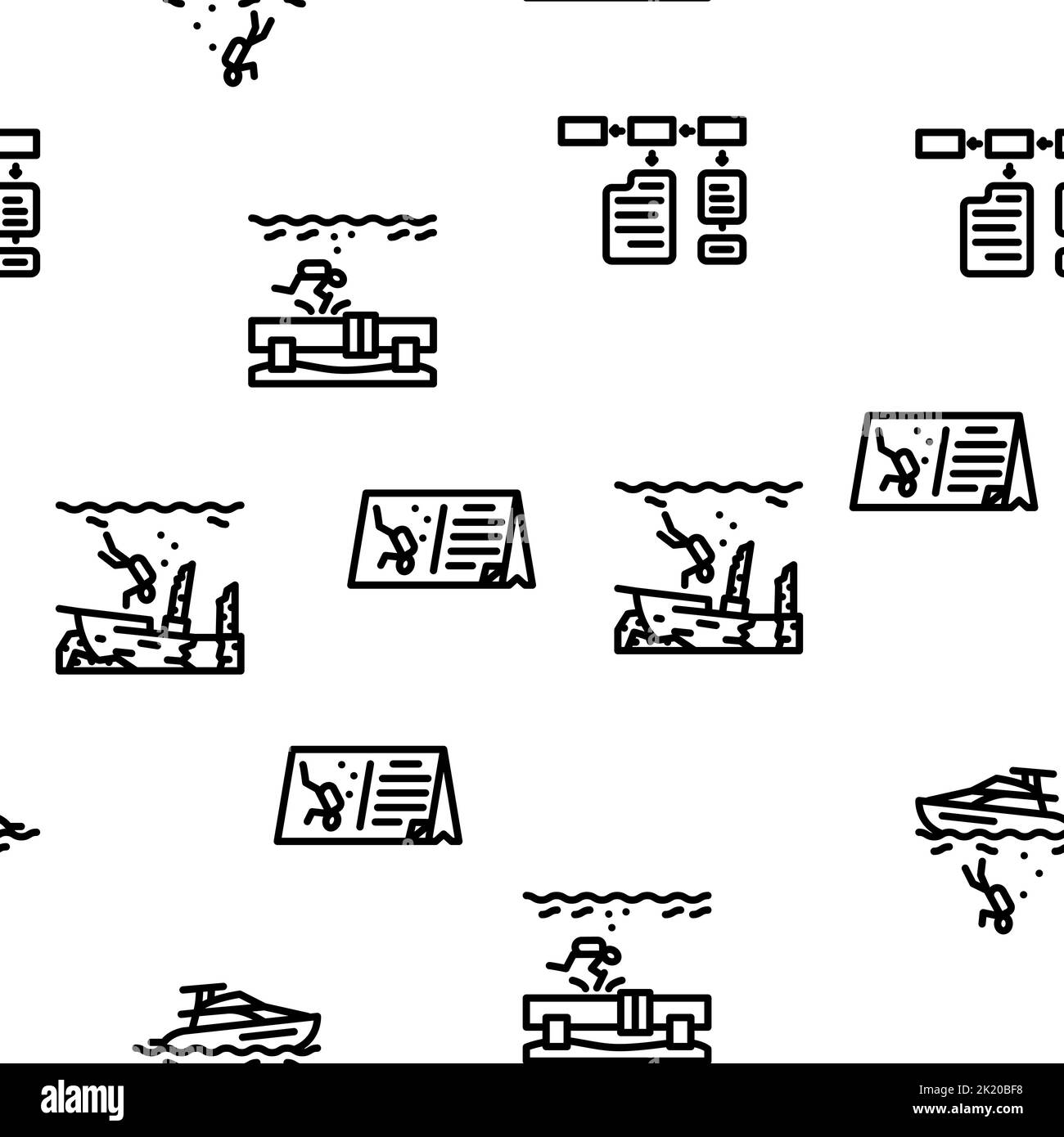 Diving school education lesson vector seamless pattern stock vector