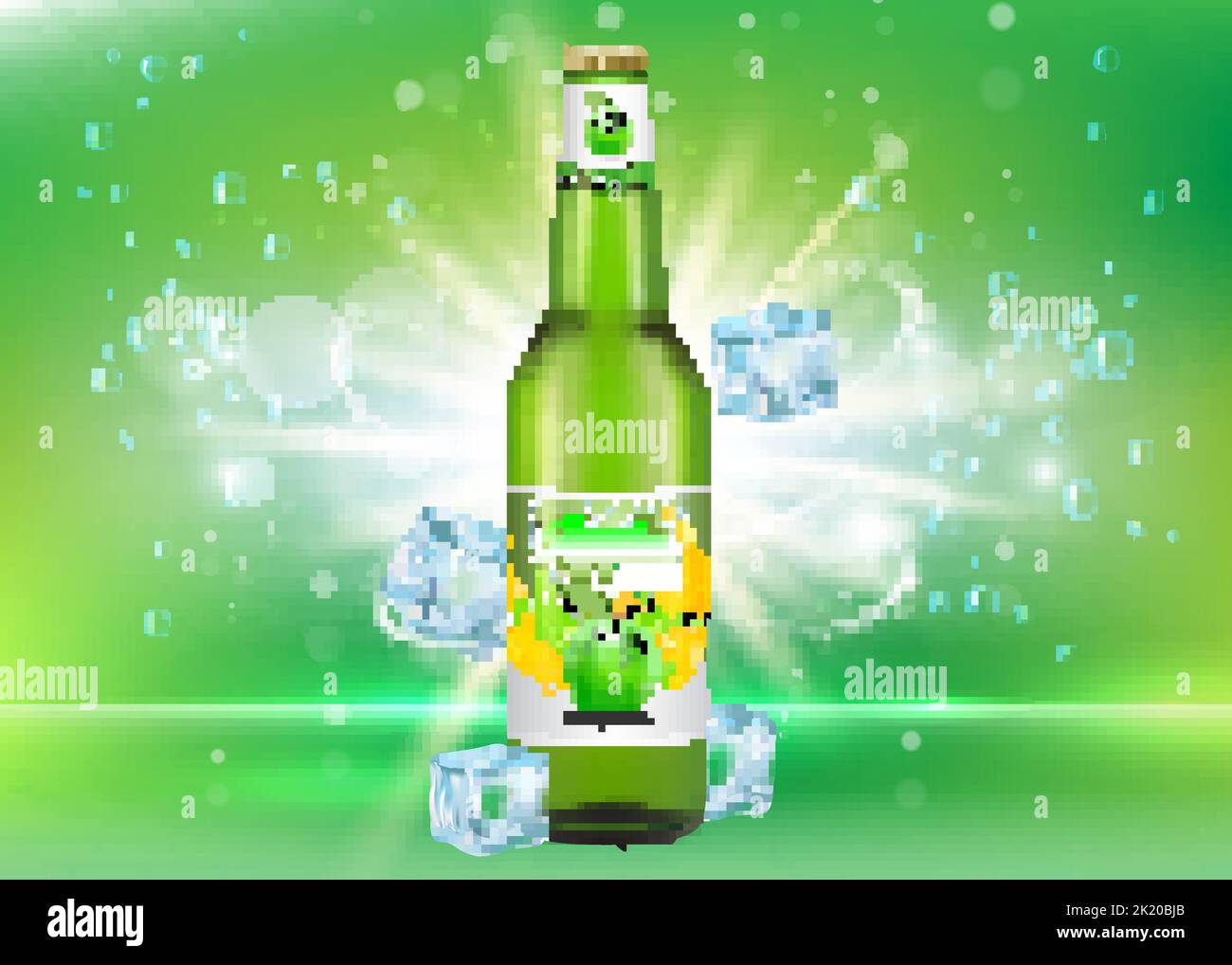 Apple cider bottle package vector realistic mockup Stock Vector Image