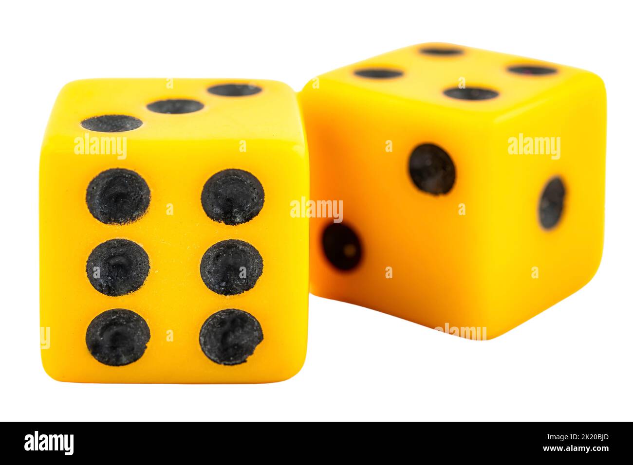 Set of yellow dice isolated in white Stock Photo Alamy