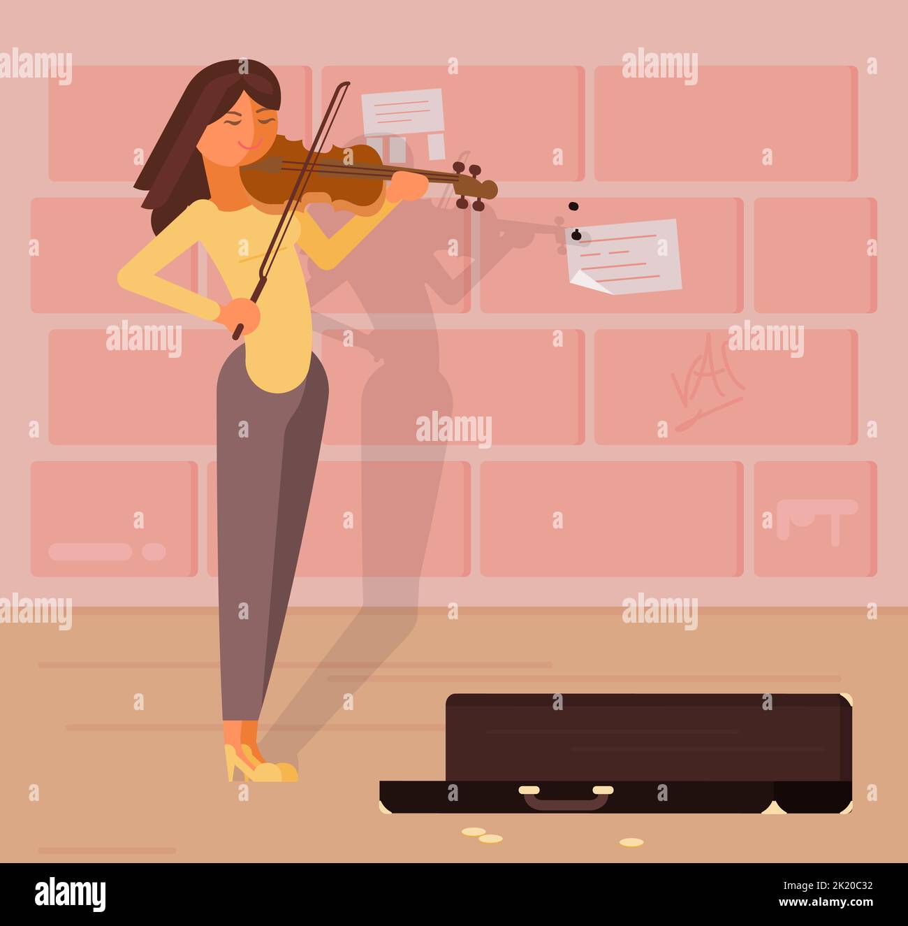 Vector illustration of street musician with violin Stock Vector