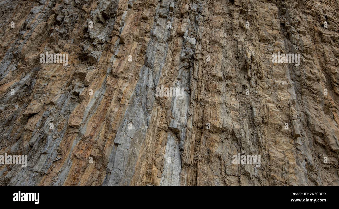Closeup detail of the vertical strata formation Stock Photo