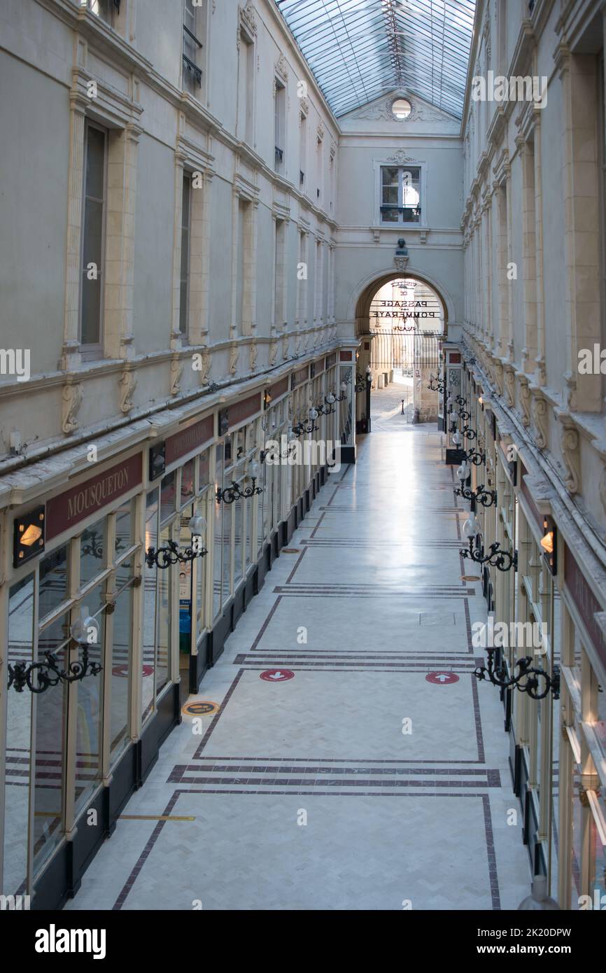 Beautiful view of Gallerie Del Horloge, exclusive commercial center. No people. Nantes, France Stock Photo