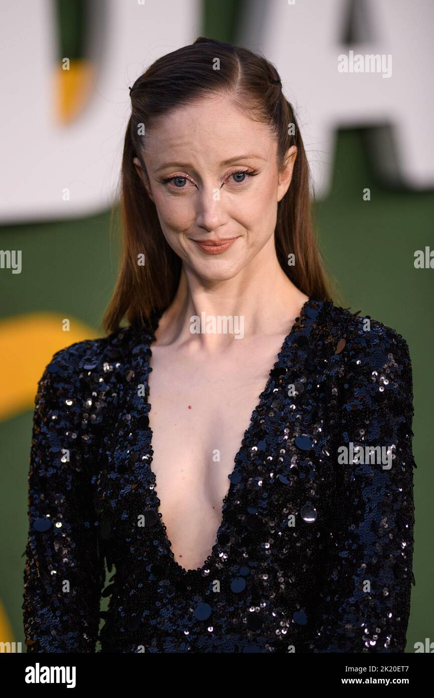 London, UK. 21 September 2022. Andrea Riseborough attending the European premiere of Amsterdam at the Odeon Luxe Leicester Square Cinema, London Picture date: Wednesday September 21, 2022. Photo credit should read: Matt Crossick/Empics/Alamy Live News Stock Photo