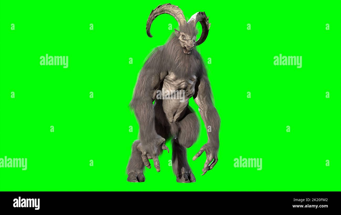 Mythical Baphomet monster on chromakey background 3d render Stock Photo