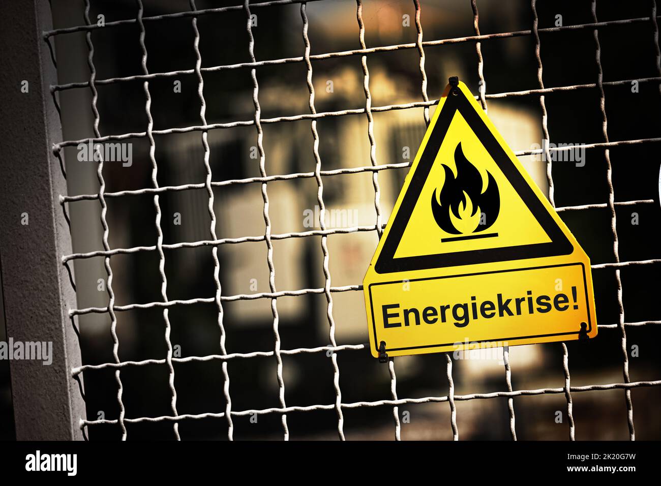 Sign With Gas Flame And Inscription Energy Crisis Stock Photo