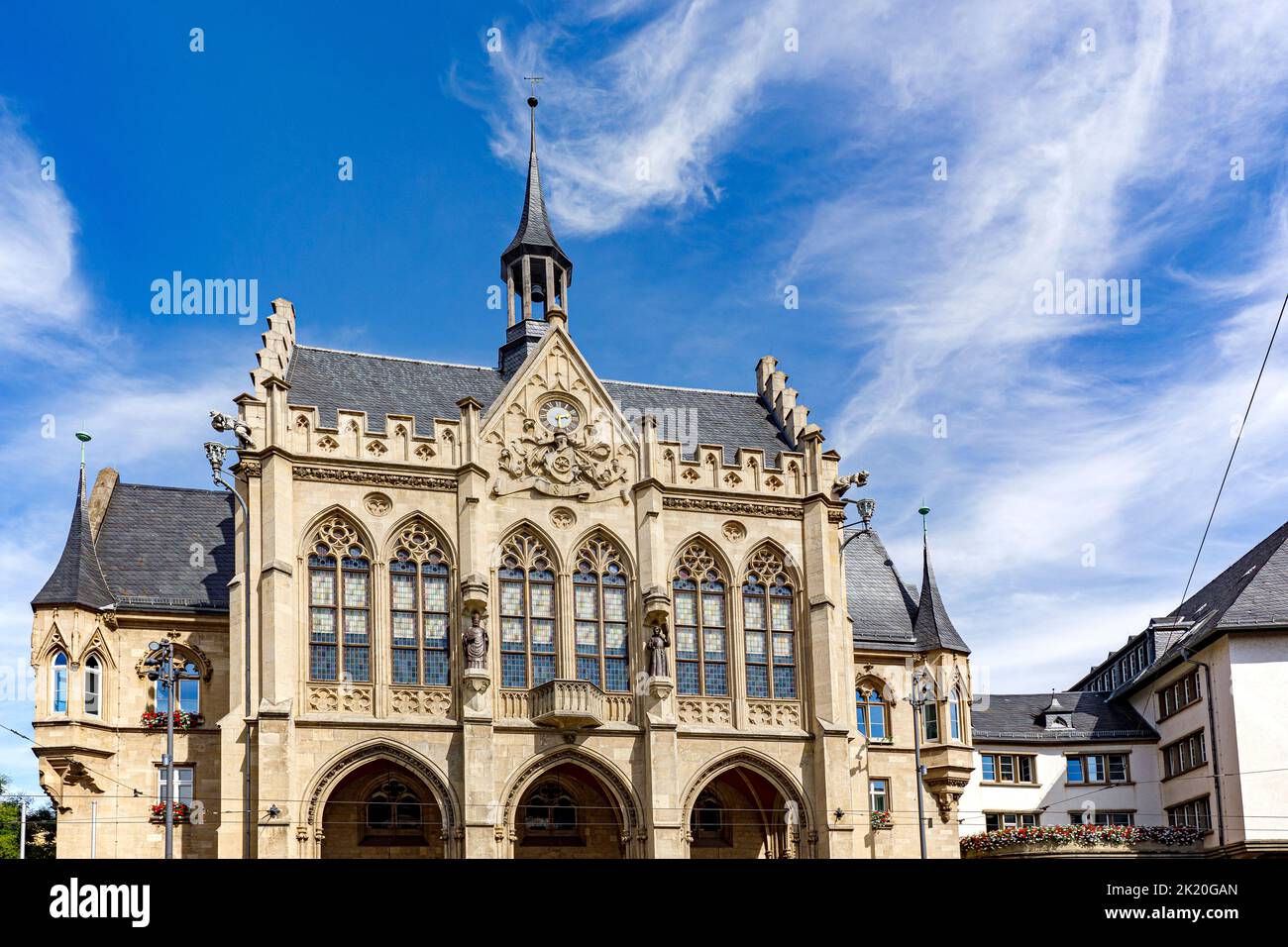 Erfurt City Hall Facade At Fish Market, Thuringia, Germany, Europe Stock Photo