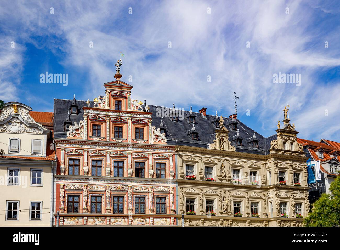 Façade Of The Chamber Of Crafts In Erfurt At The Fish Market, Thuringia, Germany, Europe Stock Photo