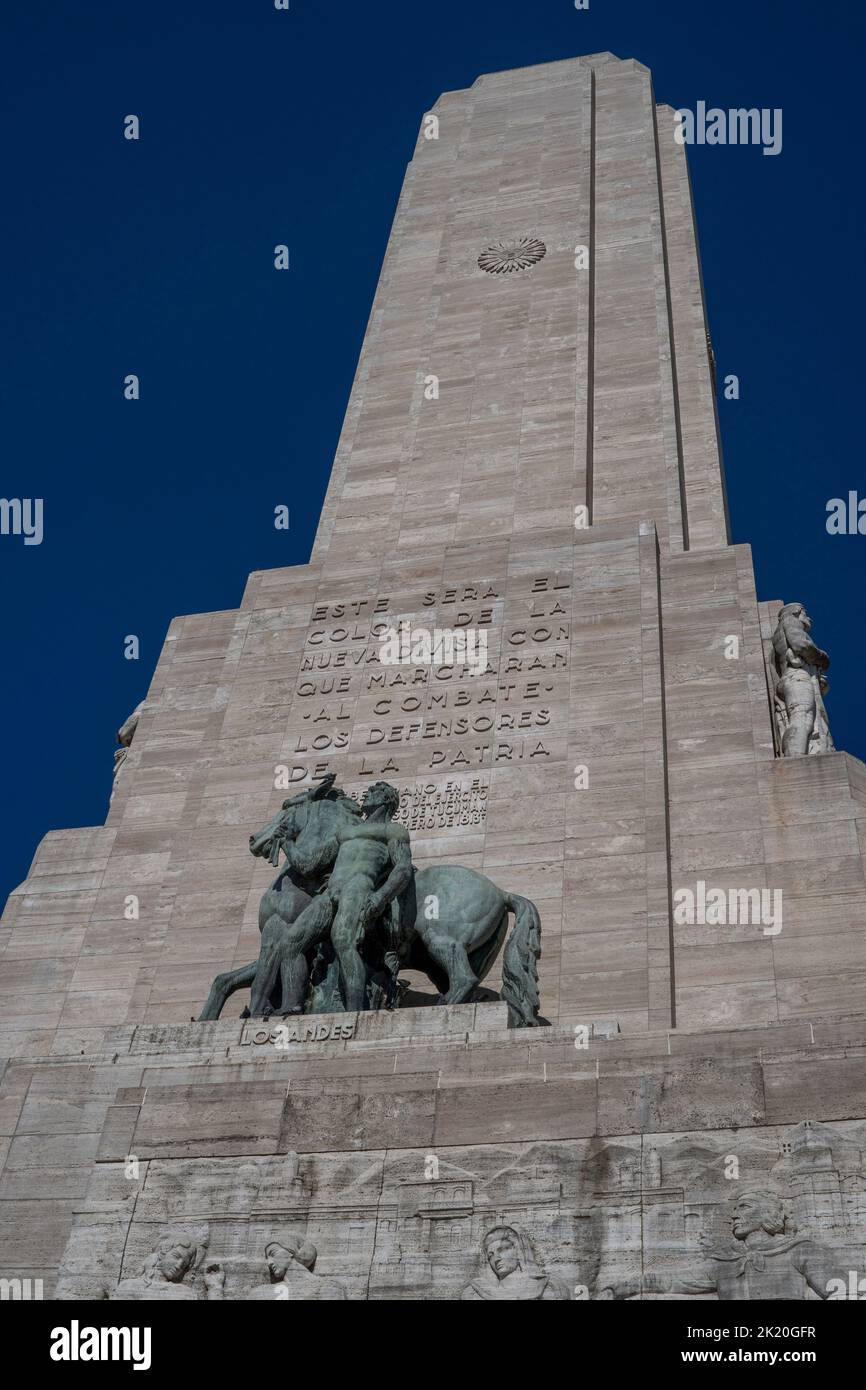 A vertical shot of the National Flag Memorial in Rosario, Argentina Stock Photo