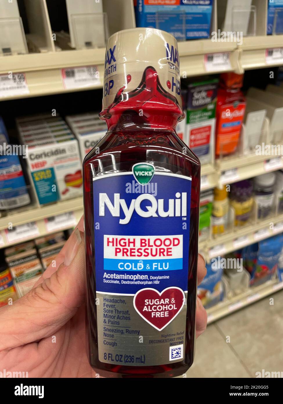 Grovetown, Ga USA 09 21 22 Grocery store medicine section hand