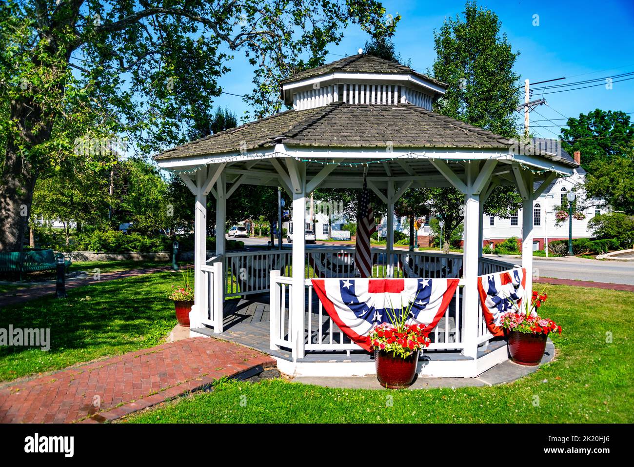 The old and historical town Gazebo in Amesbury, Massachusetts, USA Stock Photo