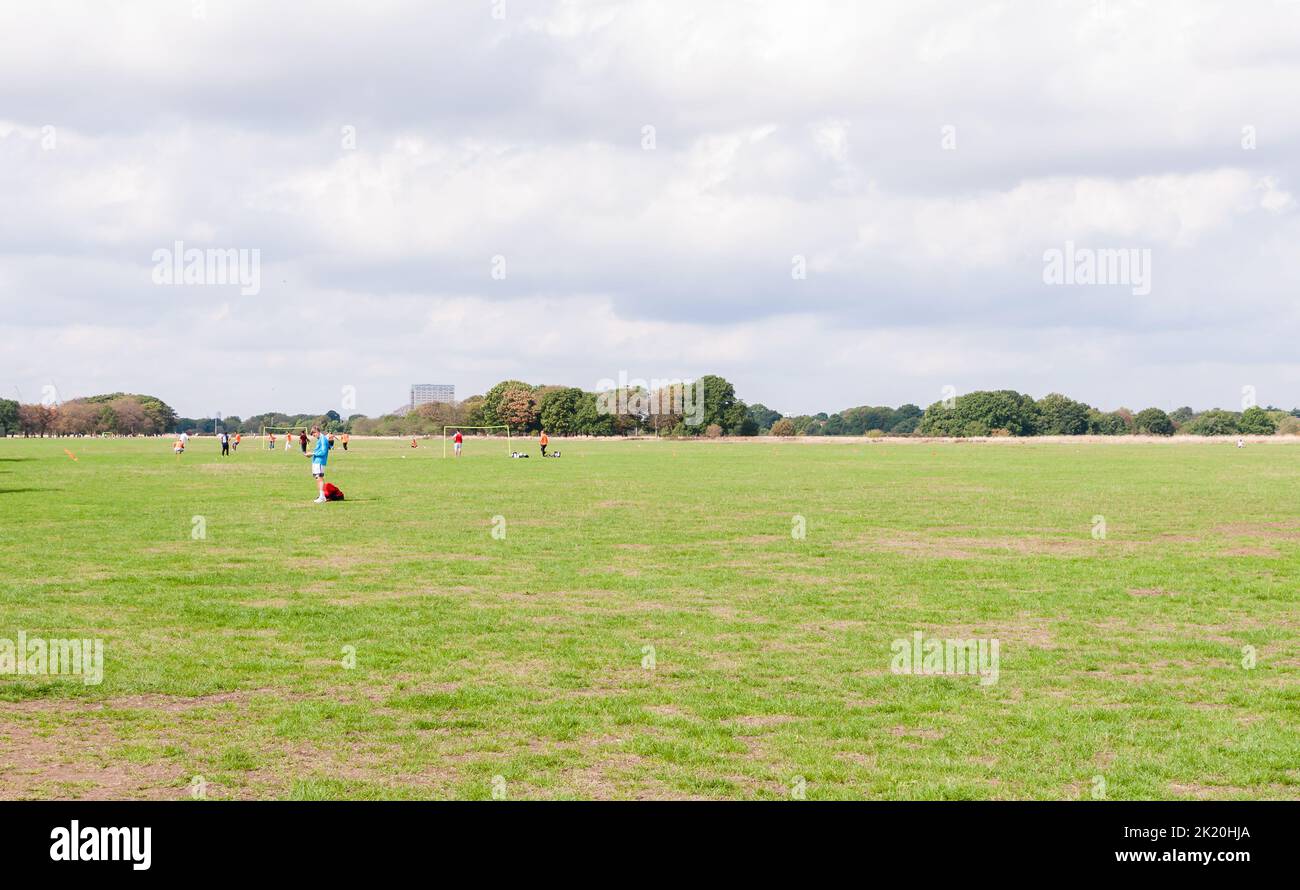 Open space designated a Site of Special Scientific Interest in parts, plus 58 mini football pitches Stock Photo