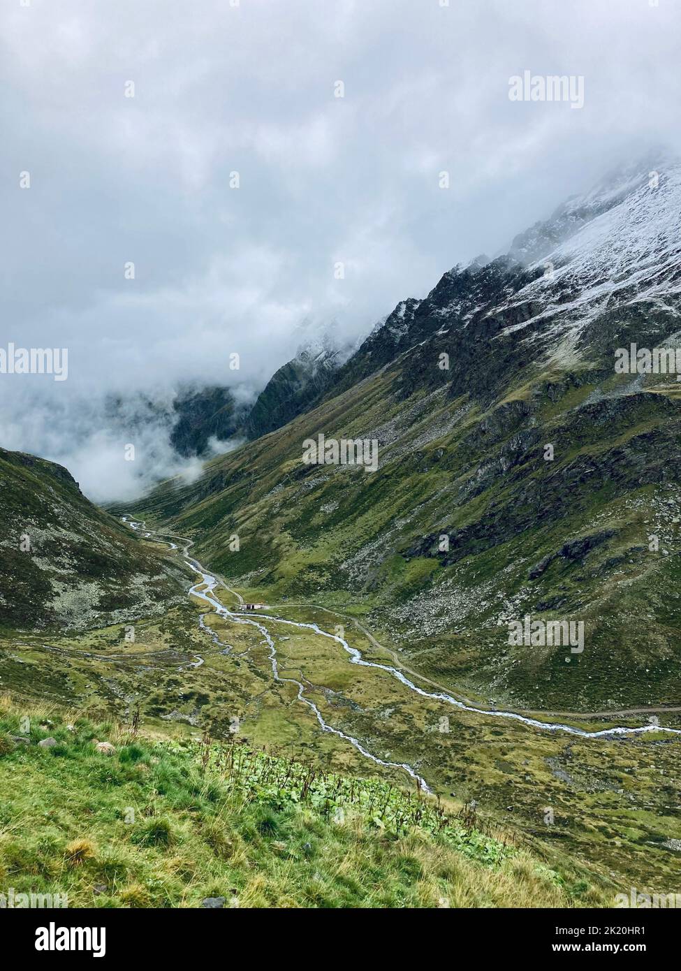 Sellrain Alps in fog and rain, Austri Stock Photo