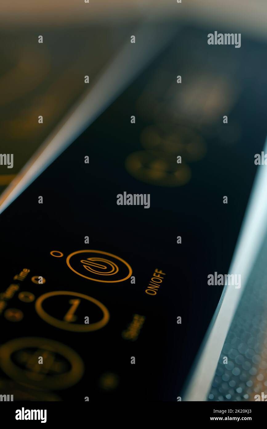 Switch button on off with symbol on dark background Stock Photo - Alamy