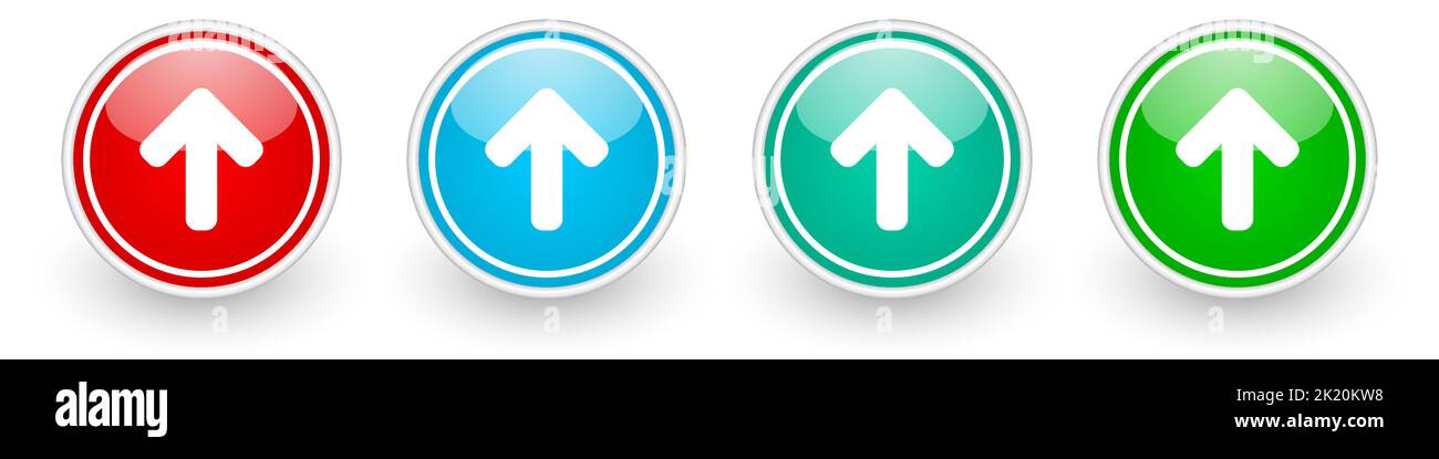 Up arrow vector icons, colorful glossy buttons on white Stock Vector ...