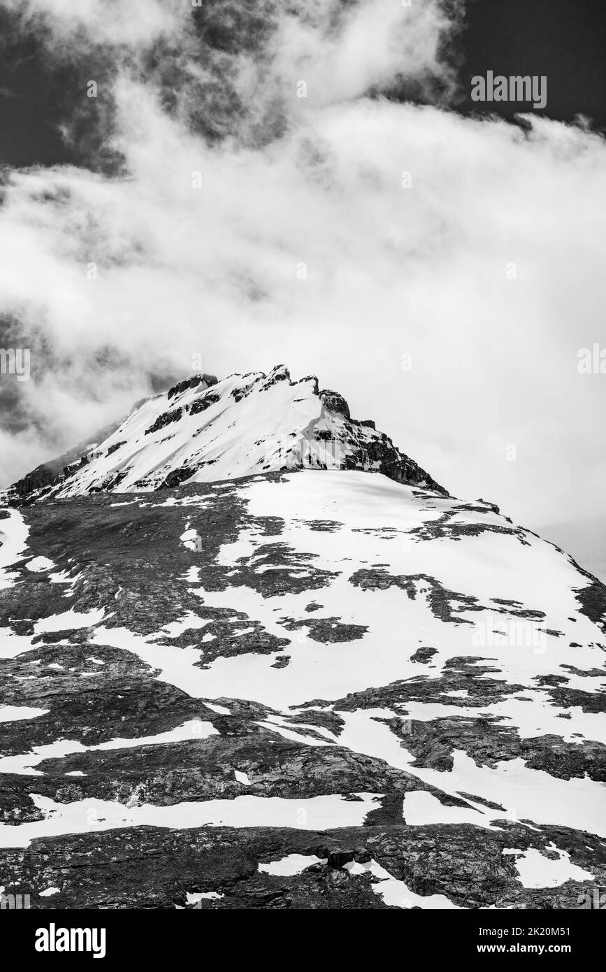 Black & White; Snow Dome mountain; Dome Glacier; Columbia Ice Fields; Jasper National Park; Alberta; Canada Stock Photo