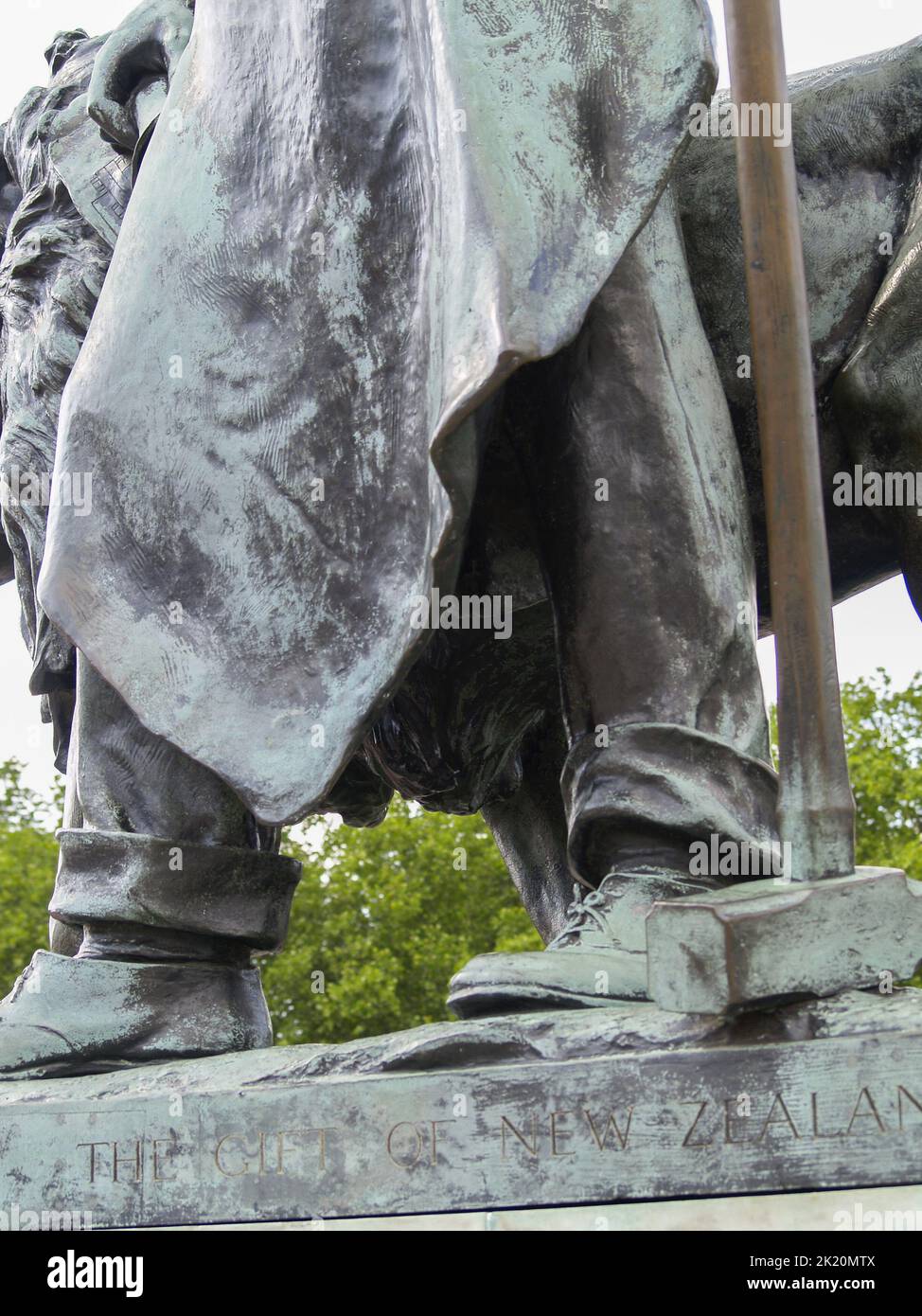 Bronze statues showing green bronze rust, outside Buckingham palace