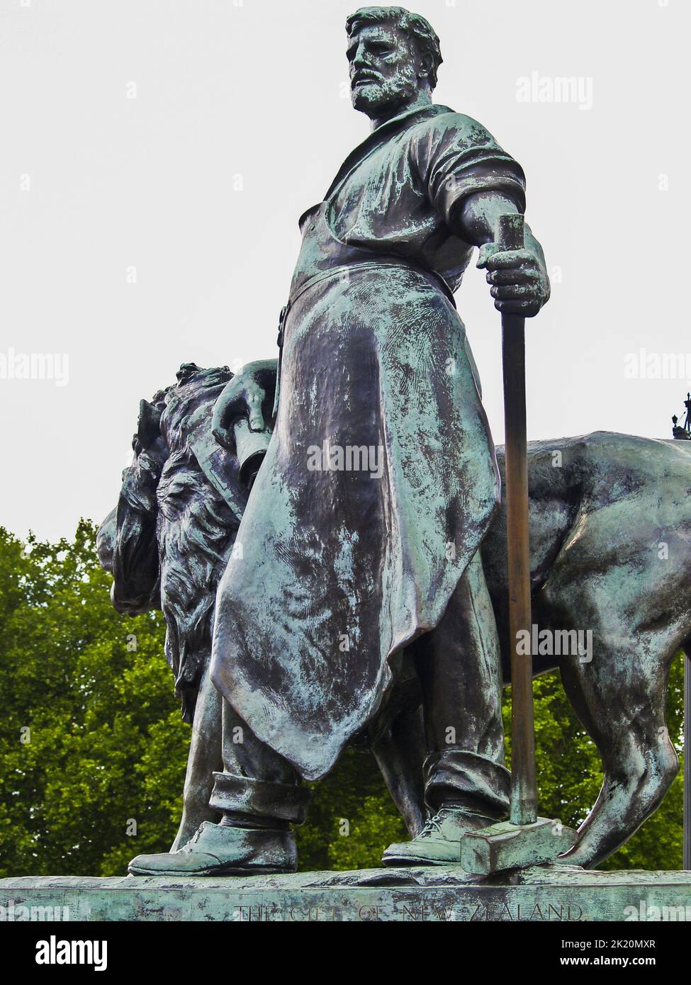 Bronze statues showing green bronze rust, outside Buckingham palace
