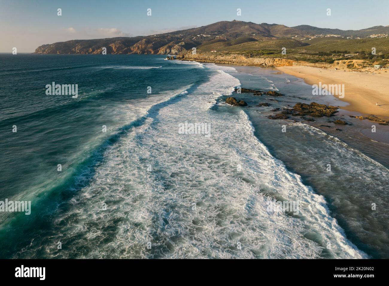 Aerial View of Guincho Beach, Cascais, Portugal Stock Photo