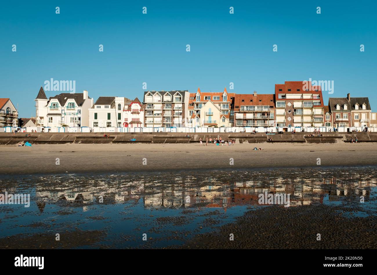 Seafront houses of the French town Wimereux. Stock Photo