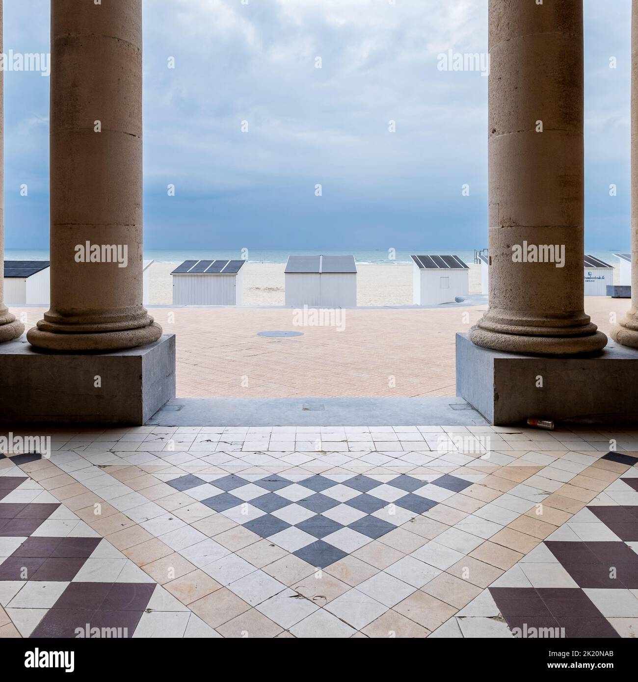 Royal galleries and beach in Ostend, Belgium. Stock Photo