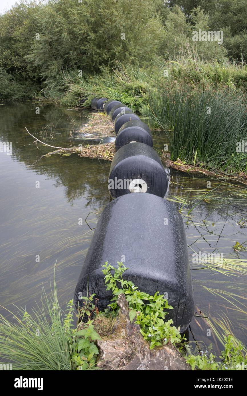 Floating safety barrier River Avon Stock Photo