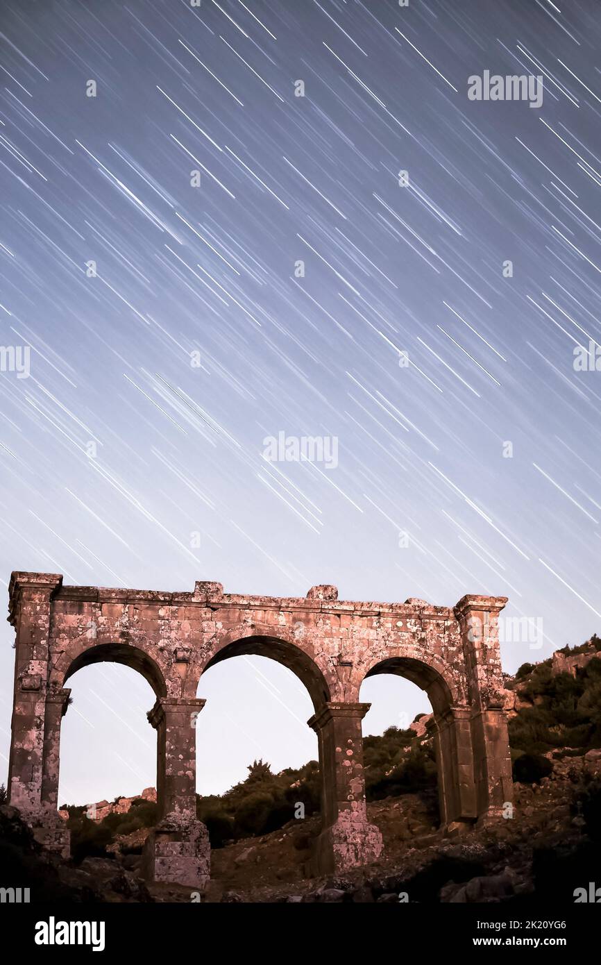 Ariassos antique city and astro photography Stock Photo