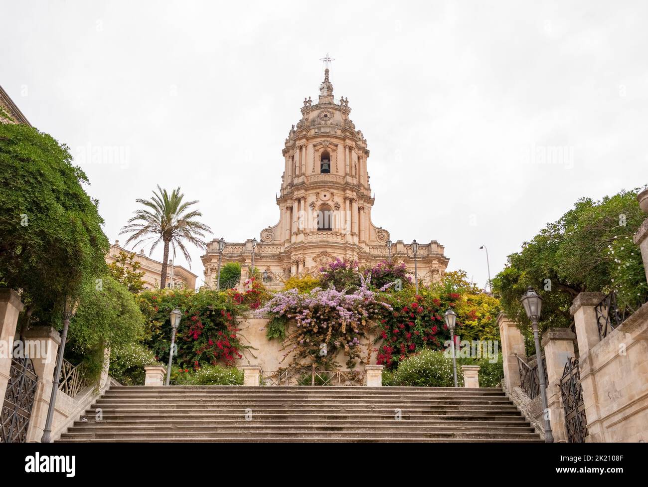 The baroque San Giorgio cathedral in Modica, in southeastern Sicily; it is the main church of the city and is included in the Unesco World Heritage Li Stock Photo