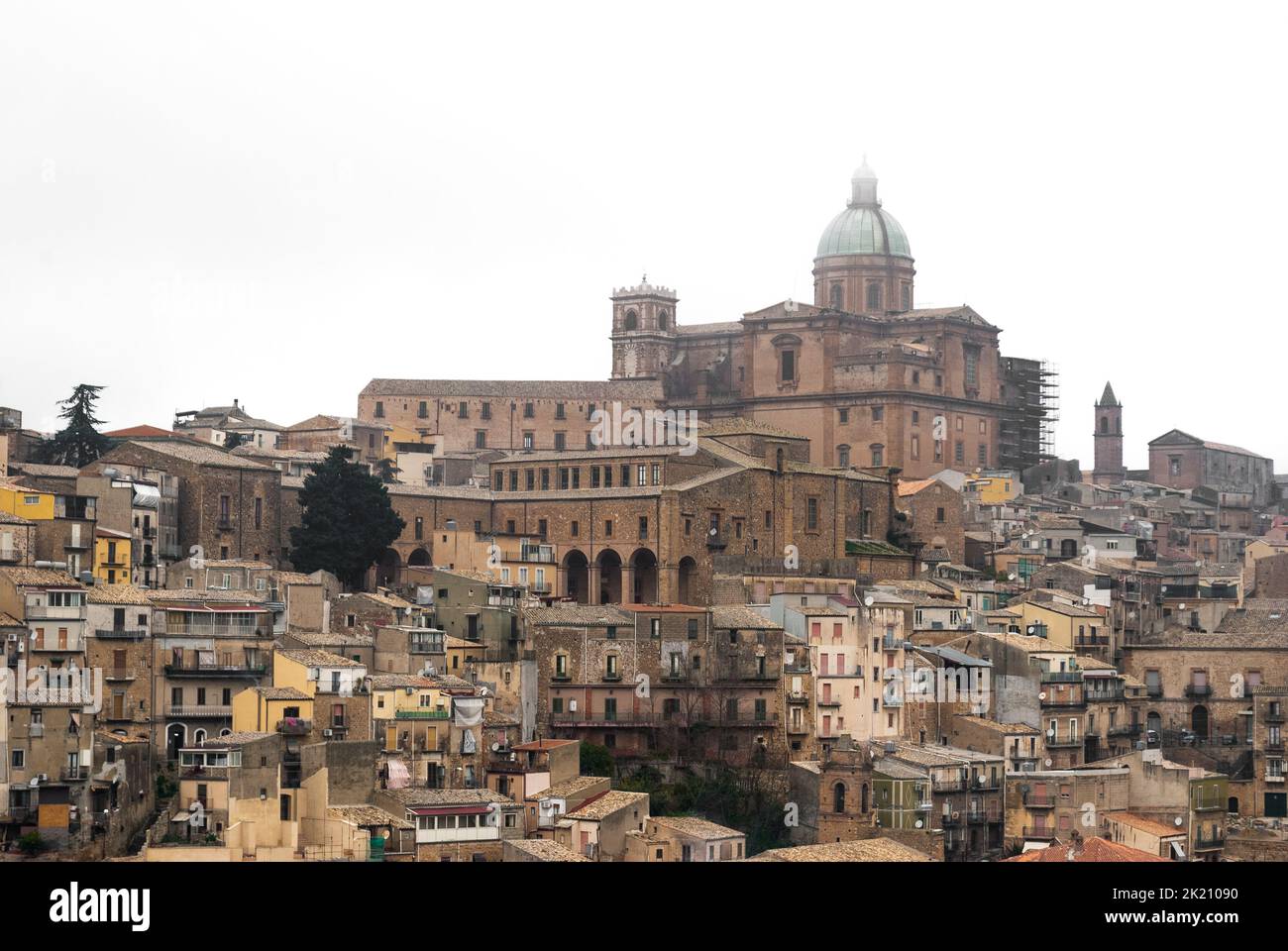 Panoramic view of Piazza Armerina, small town in inland Sicily with overcast sky Stock Photo