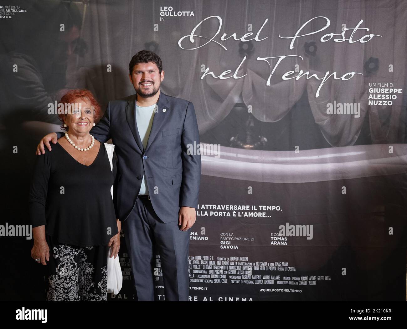 Naples, Italy. 20th Sep, 2022. The presentation to the press of the feature film 'Quel posto nel tempo' took place in Naples at the Cinema Modernissimo on the day of the Alzheimer with Leo Gullotta together with the director Giuseppe Alessio Nuzzo and Giovanna Rei, Tina Femiano and Gigi Savoia (Photo by Sonia Brandolone/Pacific Press) Credit: Pacific Press Media Production Corp./Alamy Live News Stock Photo