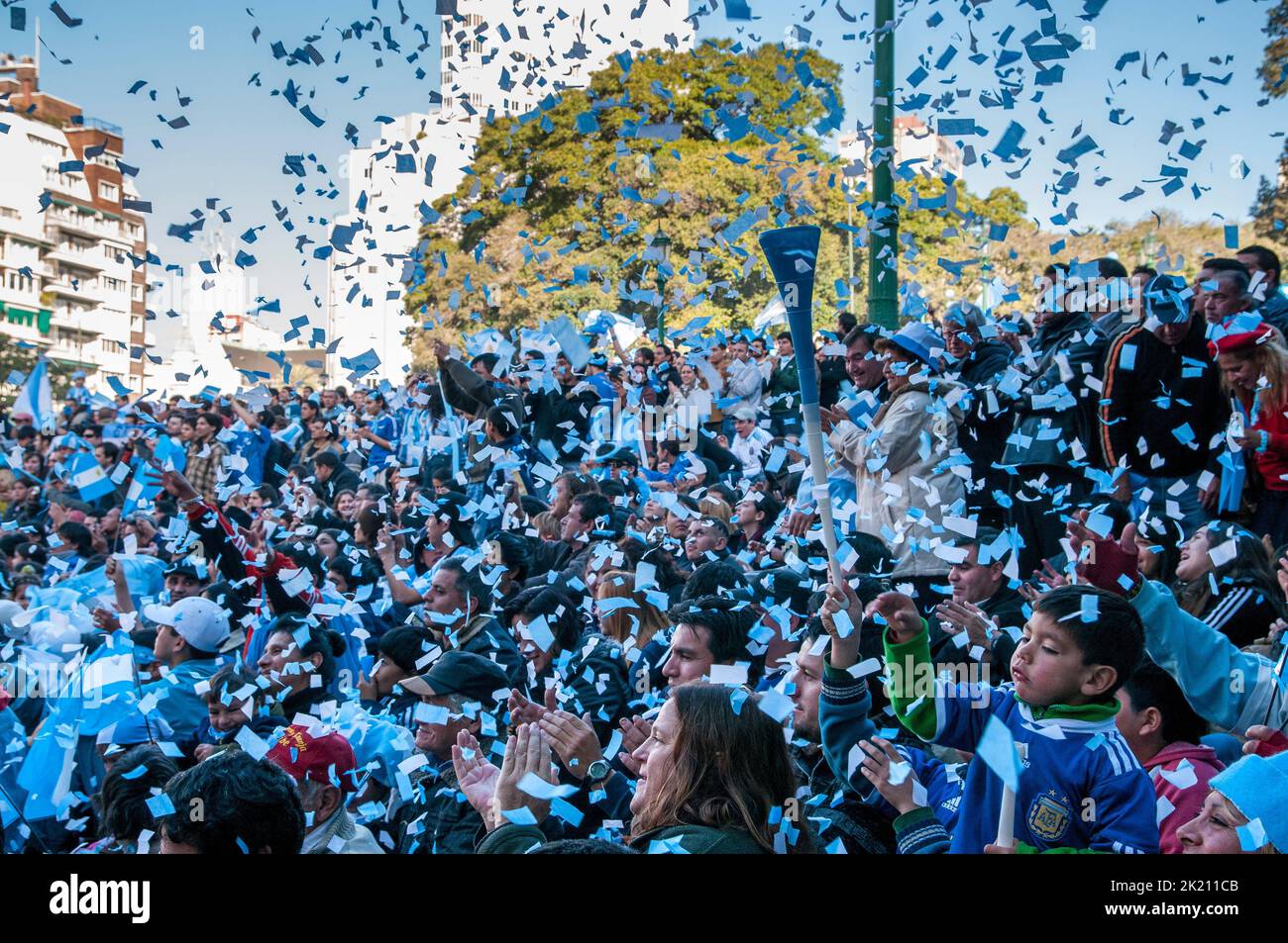 The Argentine football fans celebrate their 2010 World Cup victory over