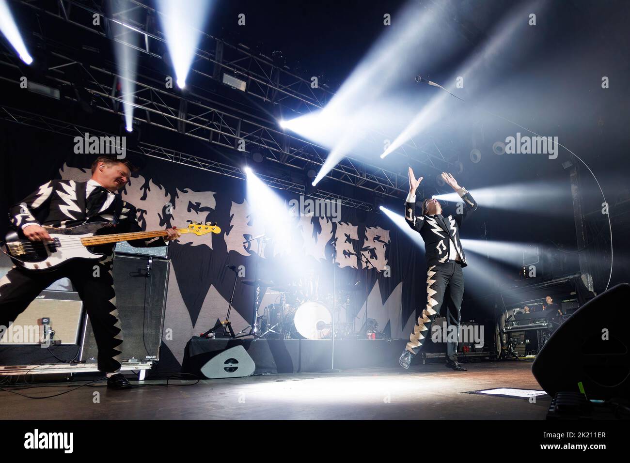 BARCELONA - SEP 8: The Hives (rock band from Sweden) perform on stage at Razzmatazz on September 8, 2022 in Barcelona, Spain. Stock Photo