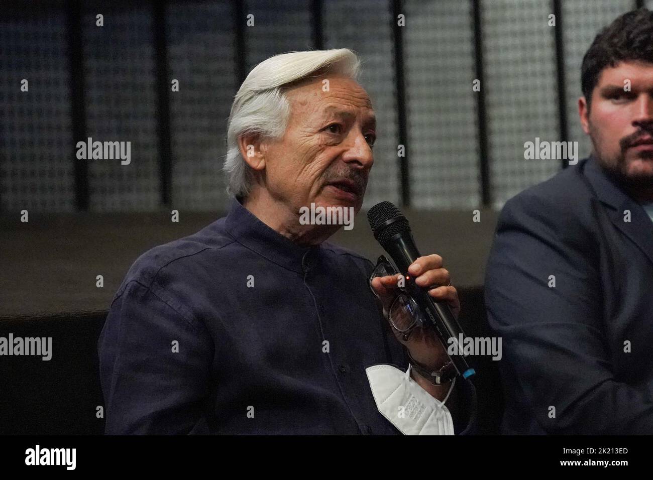 September 20, 2022, Naples, Italy/Campania, Italy: The presentation to the press of the feature film ''Quel posto nel tempo'' took place in Naples at the Cinema Modernissimo on the day of the Alzheimer with Leo Gullotta together with the director Giuseppe Alessio Nuzzo and Giovanna Rei, Tina Femiano and Gigi Savoia  (Credit Image: © Sonia Brandolone/Pacific Press via ZUMA Press Wire) Stock Photo