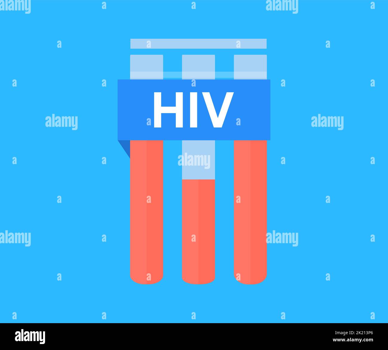Sample blood collection tube with HIV test label logo design. HIV Vaccine vector design and illustration. Stock Vector