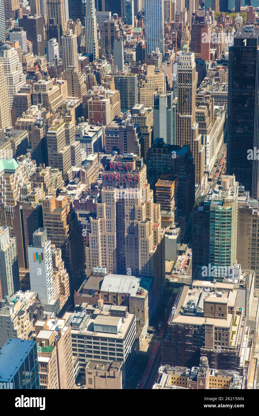 New Yorker Building, Manhattan, NYC, USA high view Stock Photo