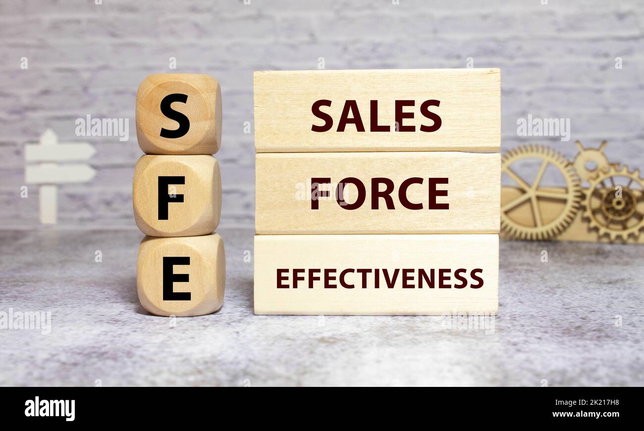 Concept image of Accounting Business Acronym SFE Sales Force Effectiveness written over road marking yellow paint line Stock Photo