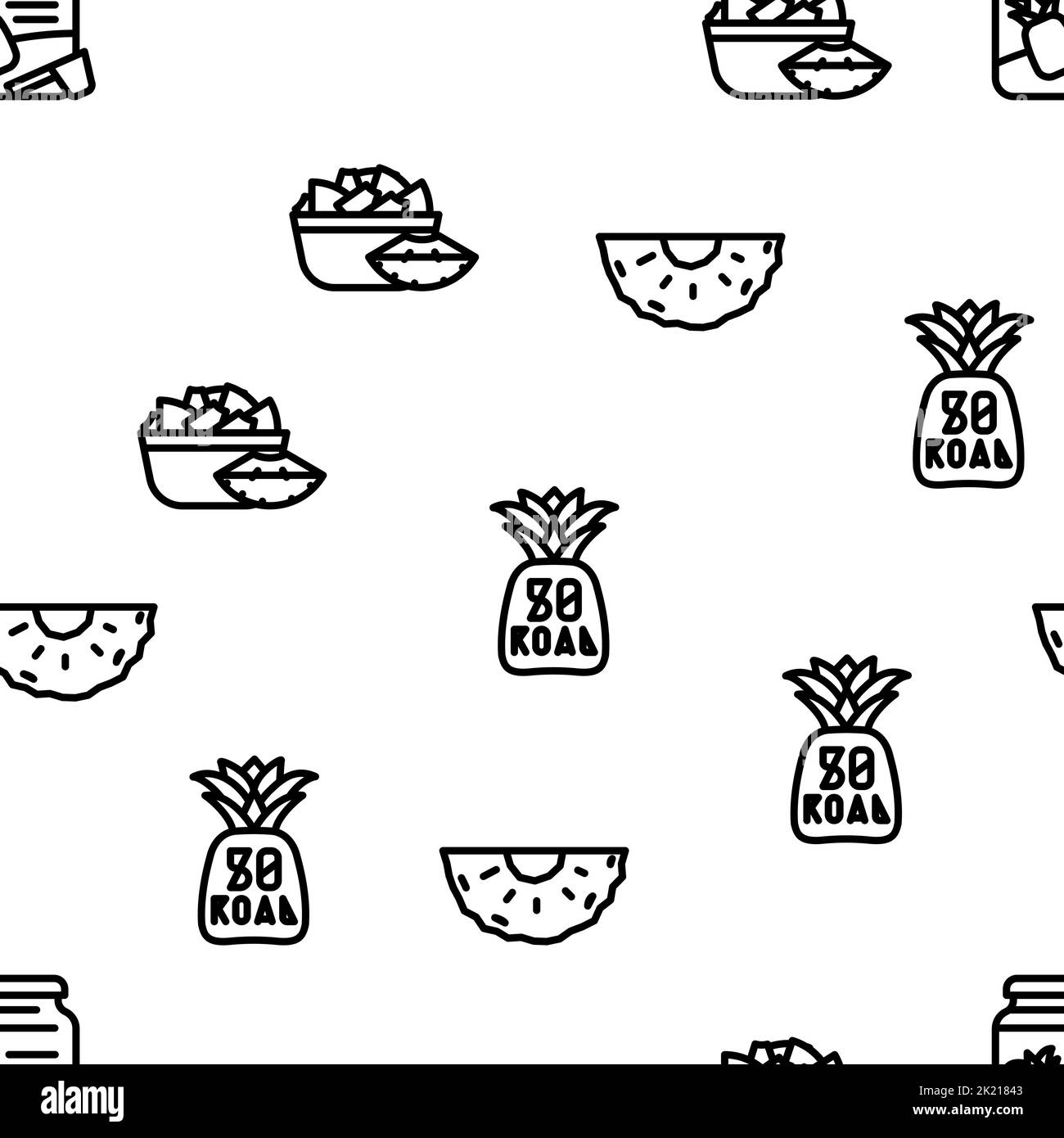 fruit pineapple slice cut food vector seamless pattern Stock Vector