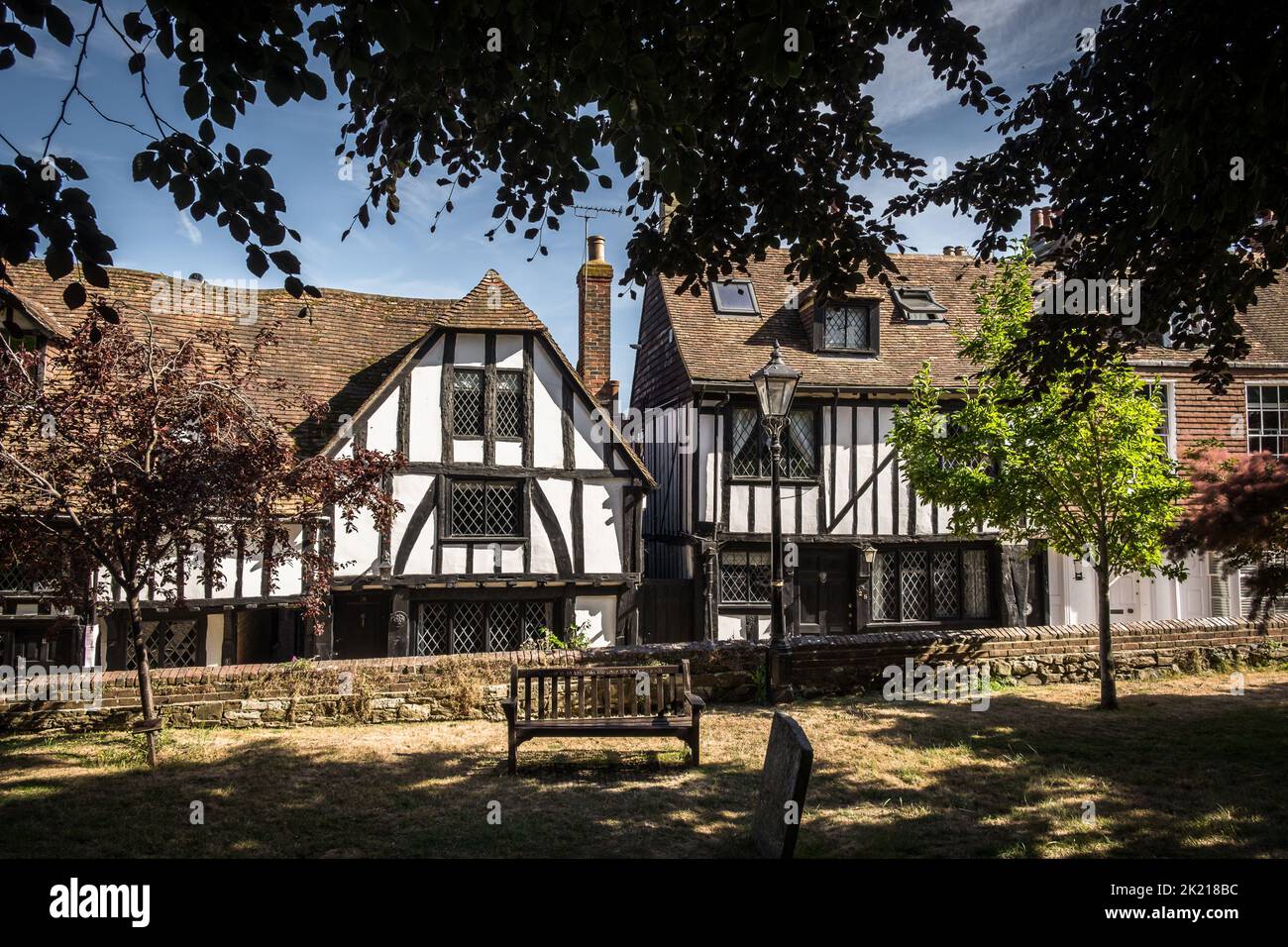 East Sussex, England, July 2022, view of some Tudor houses in the old part of town Stock Photo