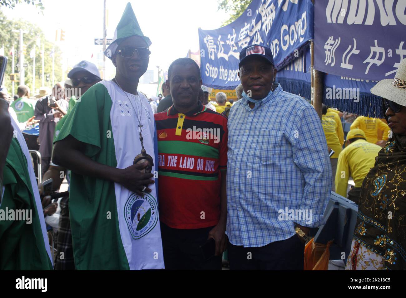 New York, USA. 21st Sep, 2022. (NEW) Nigerians protest and demand