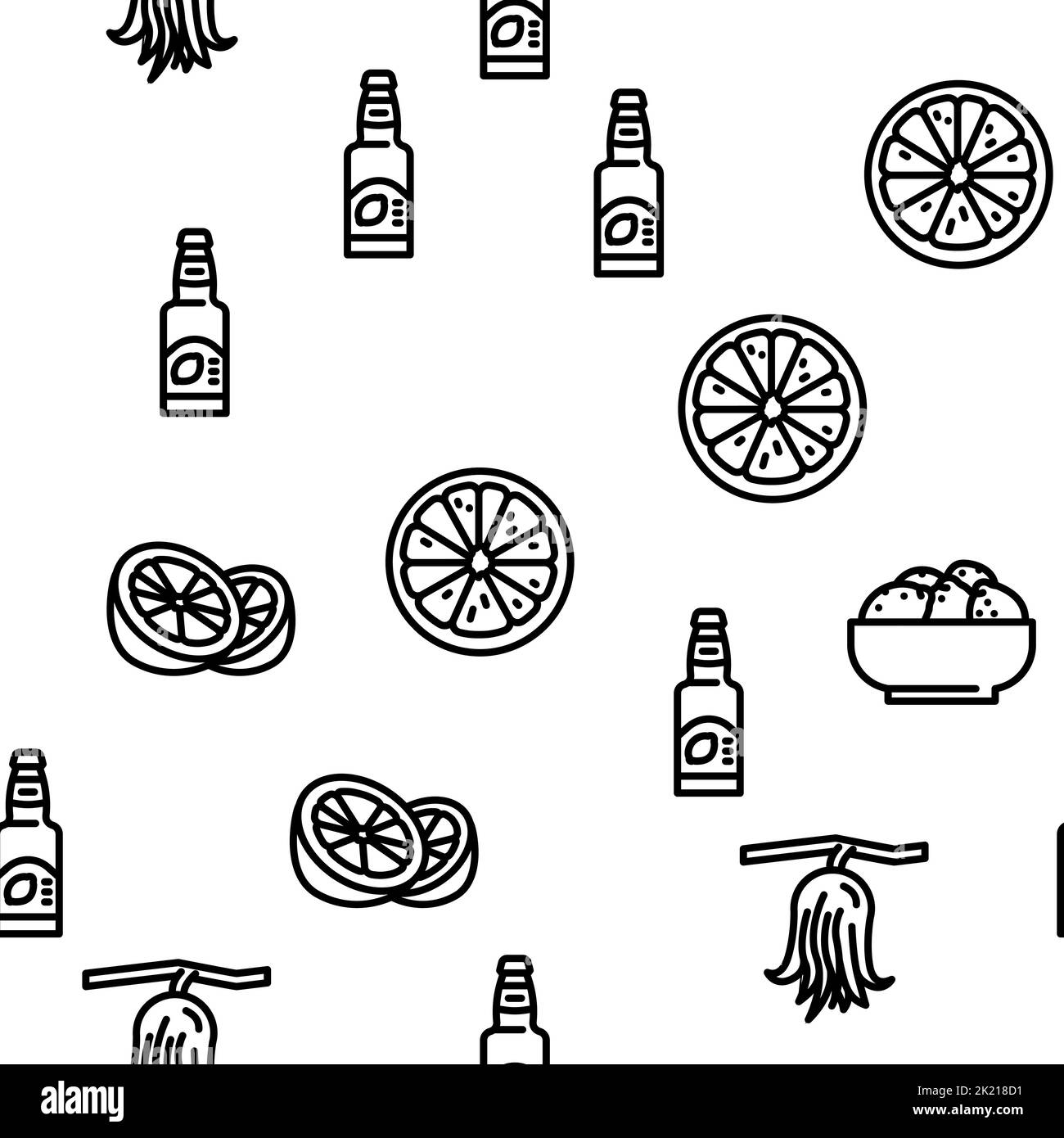 lemon fruit citrus slice fresh vector seamless pattern Stock Vector ...