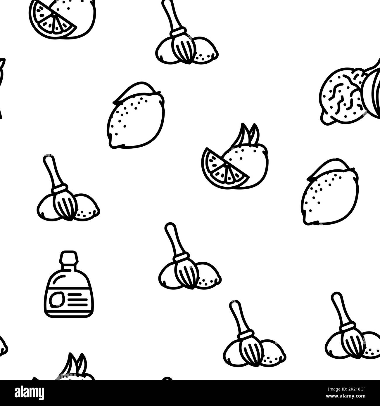 lemon fruit citrus slice fresh vector seamless pattern Stock Vector ...