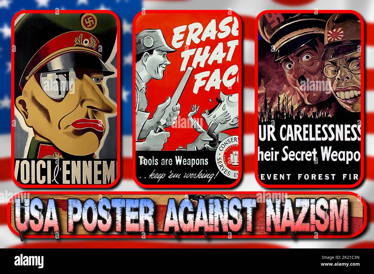 Anti-Nazi posters printed during World War II Stock Photo