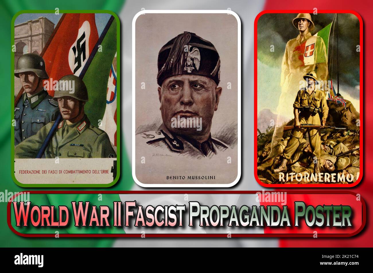Propaganda posters of Fascist Italy, during the Second World War Stock Photo