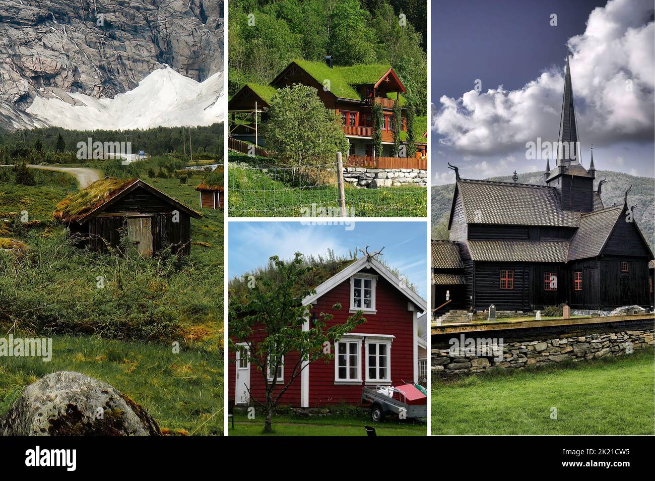 Norwegian Landscapes The characteristic Norwegian houses Stock Photo